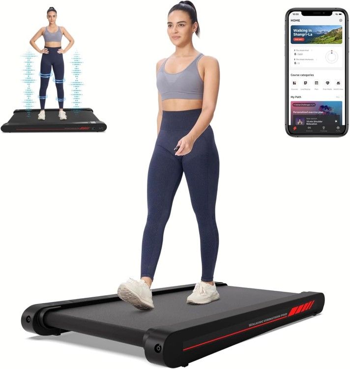 3 in 1 Under Desk Treadmill Vibration Walking Pad with APP, 2.5HP Low Noise