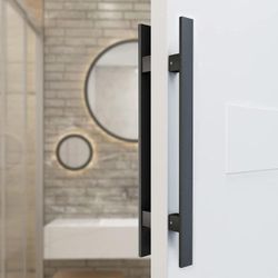(New in Box)
BARNSMITH 18" Barn Door Push Pull Handle,Glass Door Handle,Heavy Duty Grade-304 Stainless Steel Square Commercial Door Handle,Entrance En