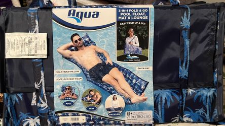 AQUA  3-in-1 FOLD & GO POOL FLOAT ,MAT & LOUNGE