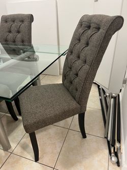 5 Grey fabric Dining chairs