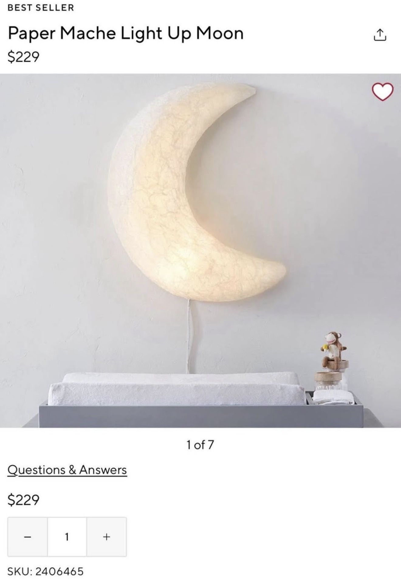 Pottery Barn Light Up Moon