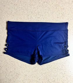 Navy Blue lady ￼swimming shorts with Side Lace-Up Detail