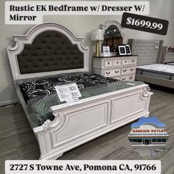 EK Rustic Bedframe + Dresser & Mirror – $1699.99 Bargain!