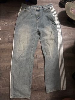 Blue jeans white stripes on side