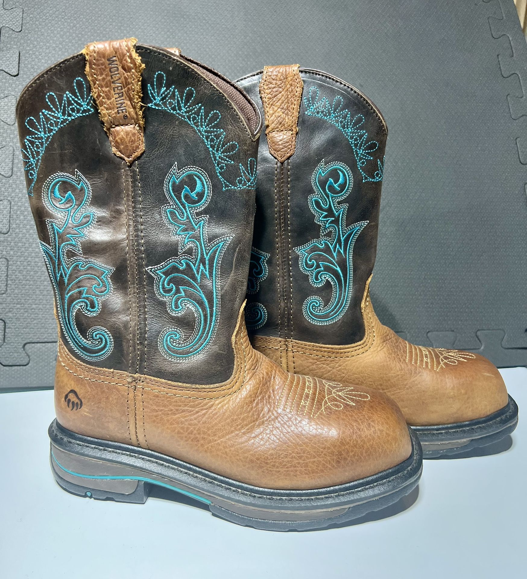 Wolverine Steel Toe Work Boots, Size 5M