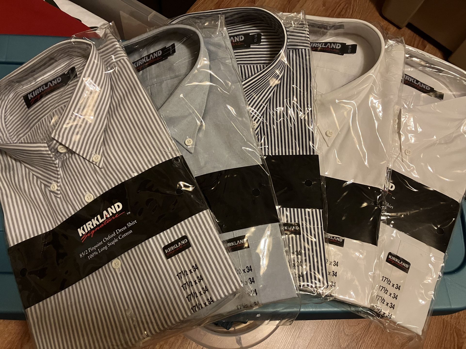 Kirkland Oxford Dress Shirts, Classic Colors, 17.5” X 34”