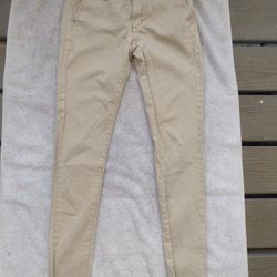 VIP JEANS Womens Skinny Fit Stretch Casual Pants Flat Front Beige Juniors Sz 9/10