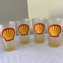 Set Of 4 - Gas Company Memorabilia / Shell Drinking Glasses - NEVER USED