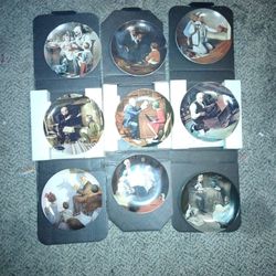 9 Norman Rockwell Collector Plates 
