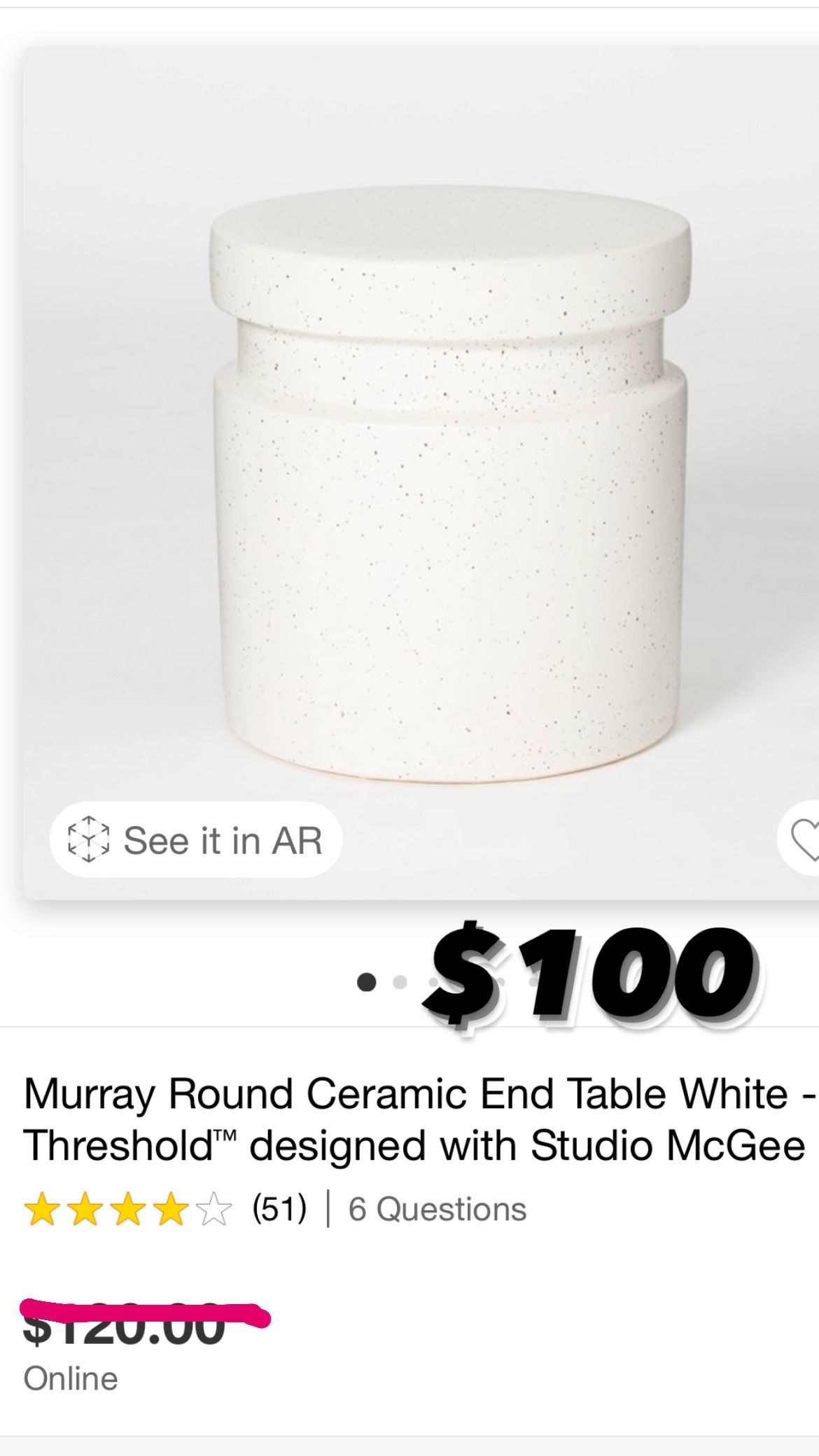 Round Ceramic End Table