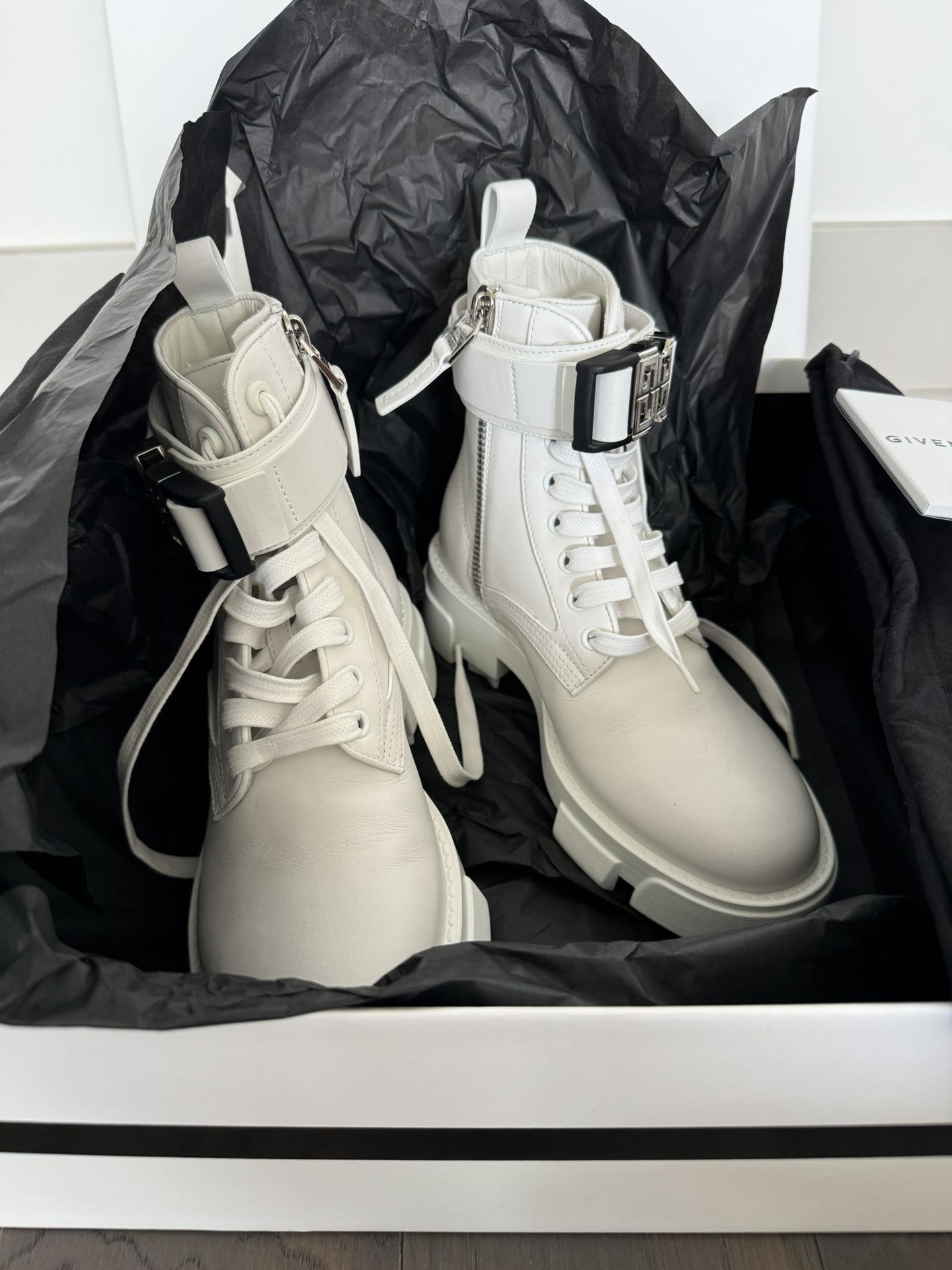 Givenchy White Combat Boots