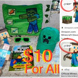 $10 Bundle of Minecraft Figures and Book all included in great condition