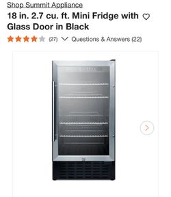 Summit Appliance 18 in. 2.7 cu. ft. Mini Fridge with Glass Door in Black