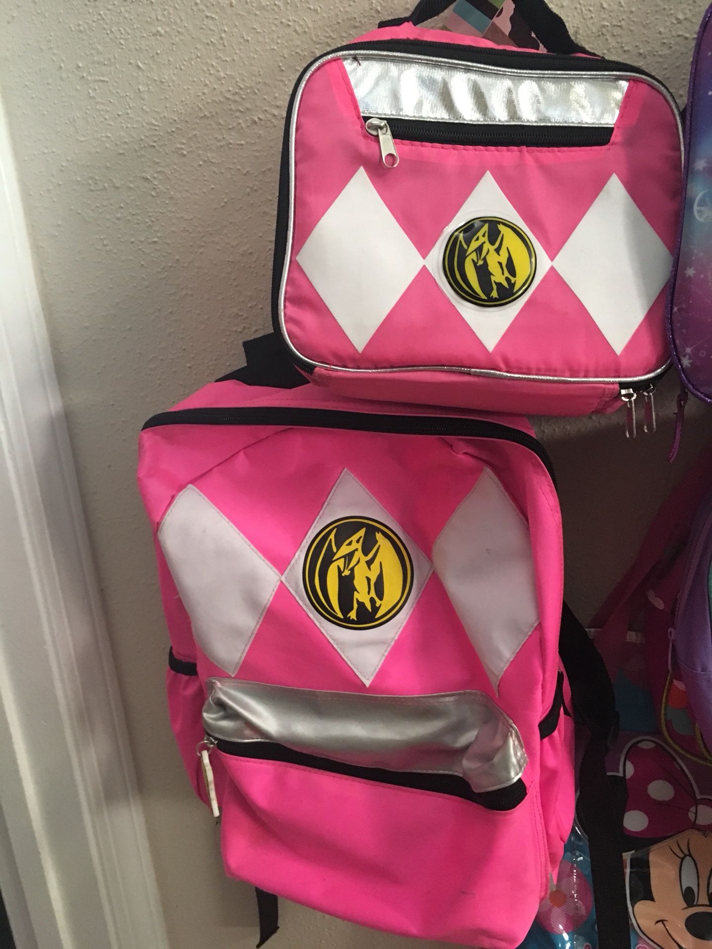 Pink power ranger backpack & lunch pail