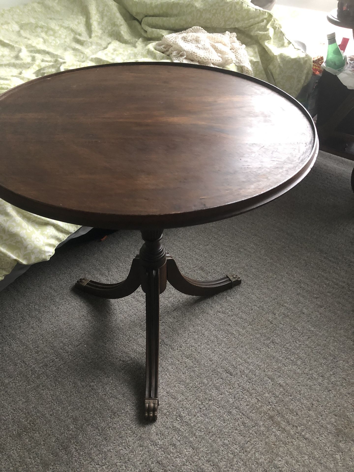 vintage, wooden table, height 26, diameter 25