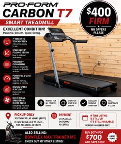 ProForm Carbon T7 Smart Treadmill – Great Condition – $400