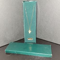 Gold Tone Genuine Austrian Crystal Guardian Angel Necklace