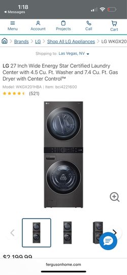 LG 27 Inch Wide Energy Star Stackable Washer & Dryer