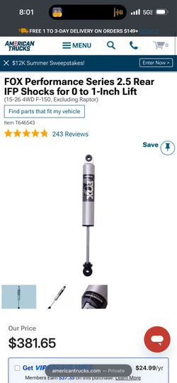 2025 f150 Fox Rear Shocks