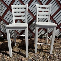 rustic white wooden bar stools