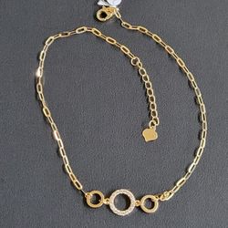 18k Gold CZ Anklet 9.5 Inch