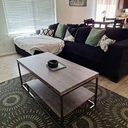 Living Room Set!! Black Sectional, Coffee & Dining Table Etc. 