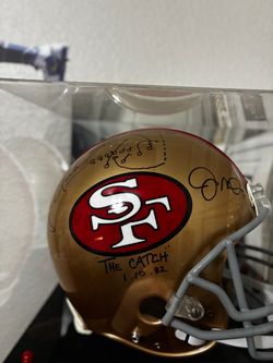 Joe, Montana, Dwight Clark signature 49ers helmet Joe, Montana, Dwight Clark signature