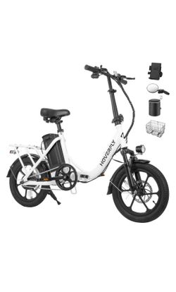16" Electric Bike, Max 25Miles Range(Pedal-Assist) & Speed 15.5 Mph Power by 350W Motor, Folding E-Bike with Removable Battery, Front Suspension and C