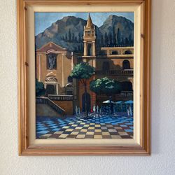 Original oil painting of cityscape by Ruggiero