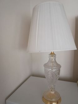 Crystal Table Lamp with White Pleated Shade