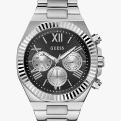 GUESS Silver-Tone and Black Multifunction Watch