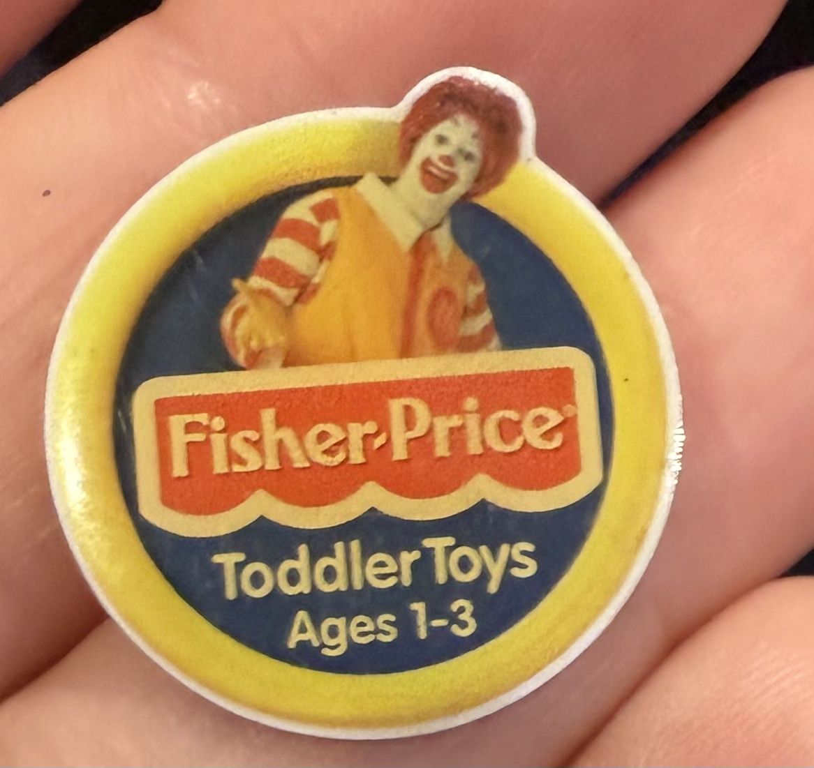 VTG McDonald's Fisher Price Todder Toys Ronald McDonald Clown Crew Pin Advertise