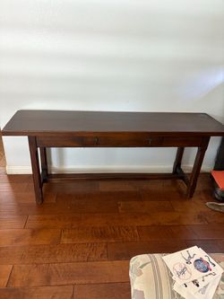 Dark Wood Console Table with Drawers