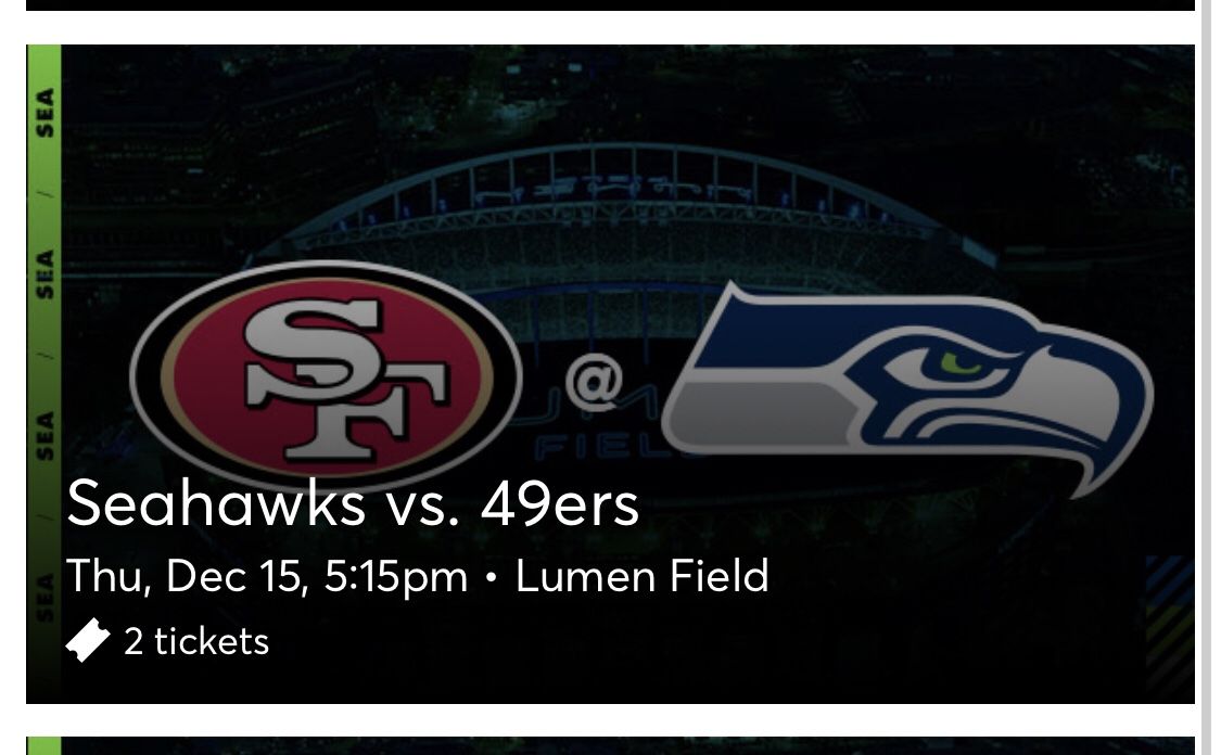 2 Tickets For 49ers Vs Hawks