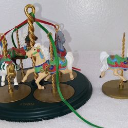 Vintage Hallmark Ornament Carousel Horse 1989 w 1 Extra Complete Stand 