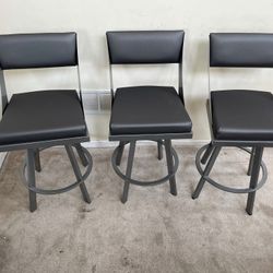 AMISCO Fame Swivel stools-Gray Upholstered/Metal Base