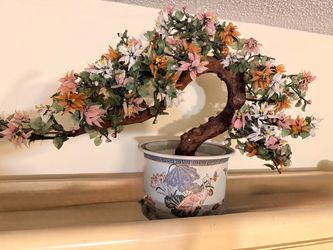Chinese Jade Glass Bonsai Tree Sculpture