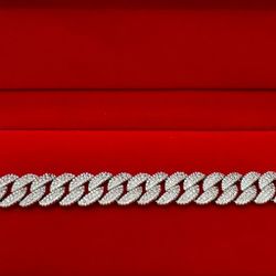 925 Silver Solid Miami Cuban Chain with Moissanite