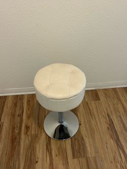 White Storage Ottoman Stool with Adjustable Height