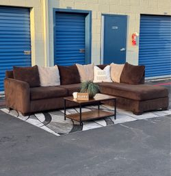 Brown L-Shaped Sectional w/ Chaise