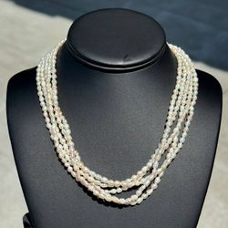 Vintage Antique Jewelry 14k solid yellow gold four lane pearl necklace chain 18.00" 3.00mm width