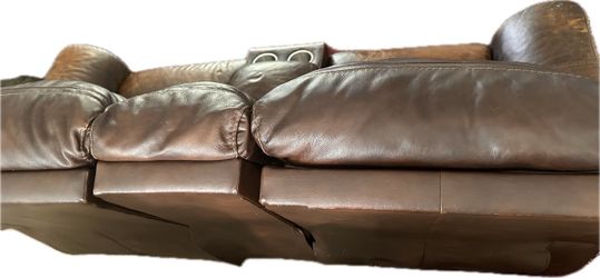 Brown Leather Reclining Sofa