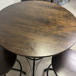 Adjustable Round Table W/ 4 Adjustable Bar Stools