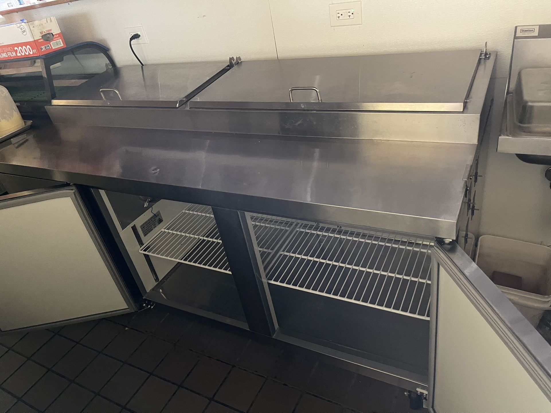 Pizza Prep Table 71" Refrigerated 2 Door Kitchen Monkey