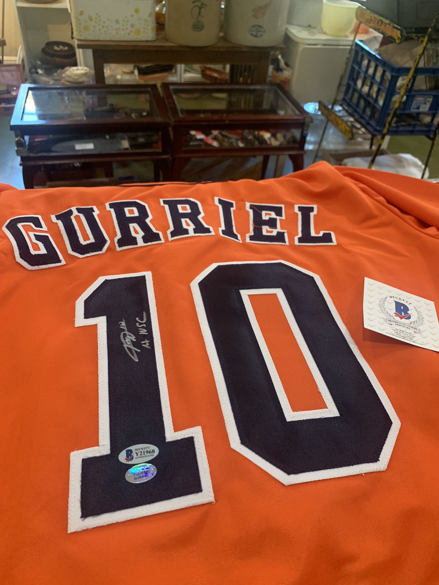 GURRIEL Signed Astros jersey C.O.A. Great Christmas gift!  225.00.  Johanna at Antiques and More. Located at 316b Main Street Buda. Antiques vintage r