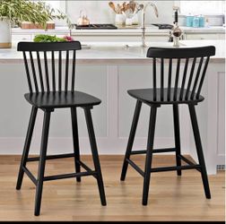 Black Windsor Counter Stools Set of 2