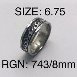 Stainless Steel Ring Band For Men & Women: Size-6.75/RGN-743