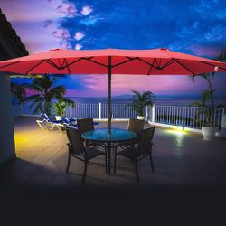 NEW 15 FT Large Rectangular Double Sided Market Patio Umbrella, Multiple Colors - Base Not Included