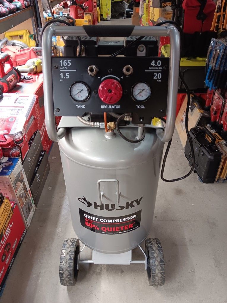 Husky 20 Gallon 165PSI Quiet Compressor.