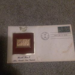 World War 2 Allies Retake New Guinea Stamp, June 6, 1994 FDC And 22kt Gold 